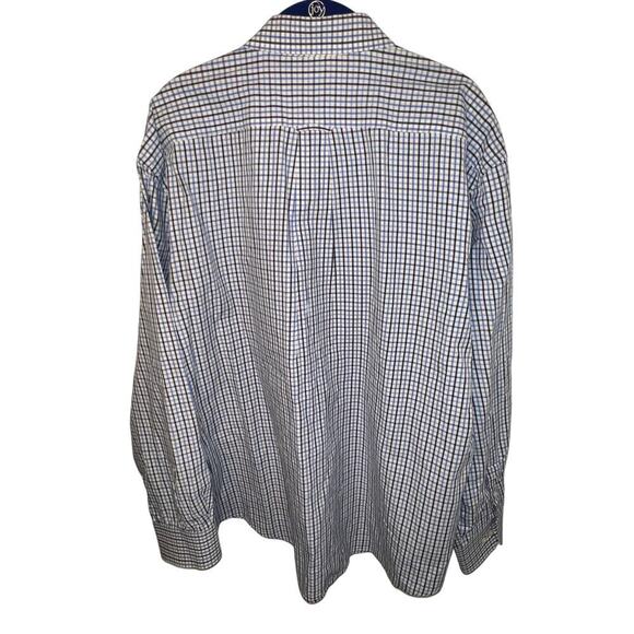Izod, Mens XL, Blue Check Print Button Down Logo Long Sleeve Preppy Office Y2K - Picture 3 of 10